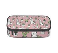 Alpaca e Cactus Stampa Versatile Studente Pencil Case 8.3 X 2 X 9.4 cm Sacchetto di Immagazzinaggio Scuola Ufficio Uso, Nero , Taglia unica