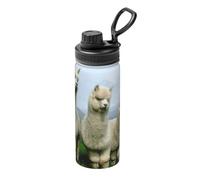 Alpaca Family Print - Thermos in acciaio inox con manico, borraccia sportiva, adatta per ciclismo, fitness