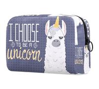 Alpaca I Choose to Be a Unicorn Trousse per cosmetici da donna, borsa da viaggio grande per trucchi pratica borsa organizer con cerniera, Multi, 18.5x7.5x13cm/7.3x3x5.1in, Beauty case