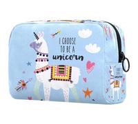 Alpaca I Choose to Be a Unicorn Trousse per cosmetici da donna, borsa da viaggio grande per trucchi pratica borsa organizer con cerniera, Multi, 18.5x7.5x13cm/7.3x3x5.1in, Beauty case