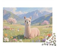 Alpaca in Flower Field Puzzle Classico 1000 Pezzi Per Appassionati Di Puzzle Intrattenimento Creativo Allenamento Della Concentrazione Top Valutati Allenamento Mentale Cartone Robusto 52x38cm/1000pcs