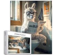 Alpaca Indossare Occhiali 1000 Pezzi Puzzle per Adulti Lettura Giornale sulla Toilette Art Puzzle Colorato Fai da Te per Decorazione Domestica Regali Famiglia Puzzle Perfetto per Notti di Gioco 50 ×