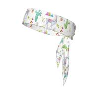 Alpaca Llama Cactus bandiera montagna stampa cravatta fascia per donne uomini, fasce per capelli ninja, regolabile traspirante fascia di raffreddamento