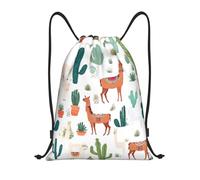 Alpaca Llama Titolo: Borsone leggero con coulisse - Sacca da palestra pieghevole impermeabile con tracolla regolabile, ideale per sport, yoga, viaggi e scuola, Nero , M