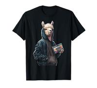 Alpaca, nastro adesivo, ritratto, musica, arte, animale, motivo alpaca Maglietta