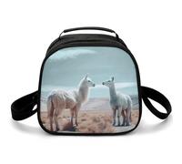 Alpaca on the Grass Lunch Bag Crossbody, piccola borsa termica per il pranzo con tracolla regolabile, riutilizzabile, per lavoro, picnic, viaggi