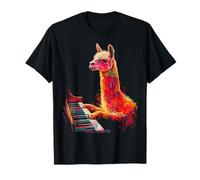 Alpaca Pittura Motivo Astratto Amante Animali Musica Arte Alpaca Maglietta