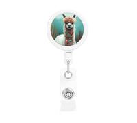 Alpaca, porta badge retrattile con clip e portachiavi, clip divertenti e carine, porta badge resistente, per impiegati, dottori, infermieri