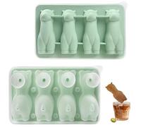 Alpaca-Shaped Ice Cube Tray with Lid and Funnel,Cute 3D Alpaca-Shaped Silicone Ice Cube Tray,Food Silicone 4 Grid for Cocktails Whiskey Wine, Animal Ice for Parties,Reusable Ice Maker (Green)