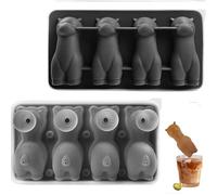 Alpaca-Shaped Ice Cube Tray with Lid and Funnel,Cute 3D Alpaca-Shaped Silicone Ice Cube Tray,Food Silicone 4 Grid for Cocktails Whiskey Wine, Animal Ice for Parties,Reusable Ice Maker (Black)