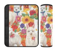 Alpaca Simple Summer Flowers - Confezione di 2 spallacci per seggiolino auto per alleviare lo stress sul collo e sulle spalle per la protezione dell'auto per cintura del carrello