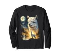 Alpaca Ululando alla Luna Meme Divertente 90's Llama Alpaca Maglia a Manica