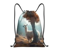 Alpaca Under The Tree Borsa con Cordoncino Sacca Sportiva Pieghevole Regolabile Borsa Palestra per Viaggi Spiaggia Yoga 36X42Cm