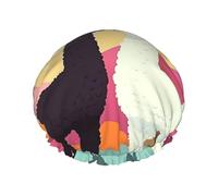 Alpacas In Love In The Mountains Cuffia da doccia per le donne riutilizzabile a doppio strato Cuffia da bagno Cuffia per capelli Impermeabile Fascia elastica da donna Spa Salon Shower Hat Caps