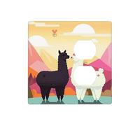 Alpacas in Love in The Mountains, Placche decorative per interruttore della luce, 2 prese elettriche, copertura in termoplastica per dispositivo decoratore, viti incluse