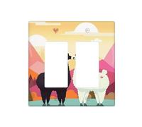 Alpacas in Love in The Mountains, Placche decorative per interruttore della luce, 2 prese elettriche, copertura in termoplastica per dispositivo decoratore, viti incluse