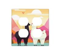 Alpacas in Love in The Mountains, Placche decorative per interruttore della luce, 2 prese elettriche, copertura in termoplastica per dispositivo decoratore, viti incluse