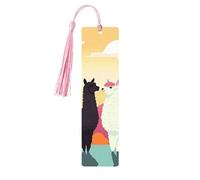 Alpacas in Love in The Mountains Segnalibro in legno per uomini donne insegnanti regalo vintage fatto a mano segni di libri per leggere segnapagine etichette regalo ornamenti segnalibri in legno con