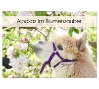 Alpakas im Blumenzauber (Wandkalender 2027 DIN A4 quer), CALVENDO Monatskalender