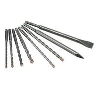 alpen 500008100 - Punta per trapano a percussione F4 forte, 2 taglienti, SDS-Plus, scalpello piatto e appuntito, set da 8 pezzi