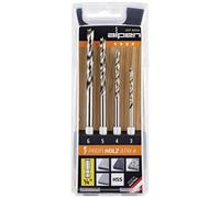 Alpen 603002100 Kit punte a spirale da legno 4 parti 3 mm, 4 mm, 5 mm, 6 mm 1/4