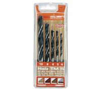 Alpen 87659 Punte Legno in Serie, mm 4-10, 5 Pezzi, Nero