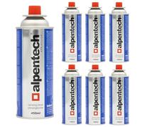 Alpen Camping Confezione da 7 cartucce di gas butano da 250 g, 450 ml, cartuccia per fornelli a gas, bruciatore a gas, bruciatore bunsen, campeggio, fornello all'aperto, bombola di gas ricaricabile EN