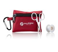Alpen Original Kit di Primo Soccorso con Borsa e moschettone | Forbici, 2 salviette umide, 2 bende, 6 cerotti, nastro adesivo, tamponi di cotone, borsa compatta con cerniera