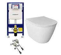 Alpenberger - Set completo per WC con cassetta di risciacquo, set completo con kit di montaggio Geberit Duofix, senza bordi e WC