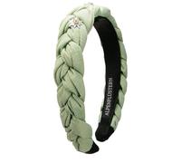 Alpenflüstern Cerchietto per capelli in lino effetto intrecciato e strass bianco nobile Greta - accessorio per capelli da donna antiscivolo, fascia intrecciata per Dirndl (verde salvia) ADV145