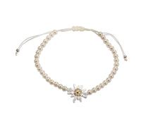 Alpenflüstern DAB085 - Braccialetto con perle e strass, con stella alpina bianca e oro, con chiusura a tiro, DAB085