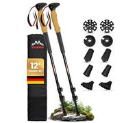 Alpenwert Bastoni da trekking [carbonio e alluminio] Bastoni da passeggio per uomo e donna, telescopici da trekking con manico in sughero per escursioni, nordic walking e sci alpinismo (alluminio)