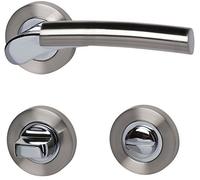 Alpertec 28022220C Solid 7-R Cromo/Acciaio Inox Satinato - WC per porte da bagno con serratura di bloccaggio, maniglia per porta, accessori per porte del bagno
