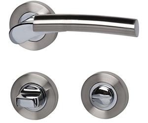 Alpertec 28022220C Solid 7-R Cromo/Acciaio Inox Satinato - WC per porte da bagno con serratura di bloccaggio, maniglia per porta, accessori per porte del bagno