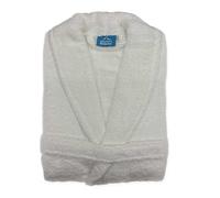 Alpes Blanc - Accappatoio da bagno a collo scialle - misto - 100% cotone 450 g/m² - Morbido e assorbente - Stile classico e senza tempo - Asciugatura rapida, Bianco/Bianco, L