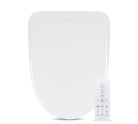 Alpha Bidet UXA Pearl, sedile WC per bidet automatico, allungato, bianco, acqua calda infinita, coperchio e sedile automatici, ugello in acciaio inox ad arco, luce notturna a LED, asciugatore