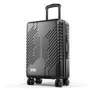 ALPHA CAMP Bagaglio a mano 22x14x9 approvato dalle compagnie aeree, resistente PC+ABS con ruote girevoli, valigia da viaggio leggera con serratura TSA integrata, porta USB, nero, 20 inch, moderno