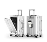 ALPHA CAMP Bagaglio a mano con telaio in alluminio ispessito da 50,8 cm, con tasca frontale, senza cerniera, rigido da viaggio, per PC, con TSA 22 x 14 x 9, porta di ricarica USB di tipo C