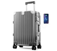 ALPHA CAMP Valigia Luggage Policarbonato M L XL valigia da viaggio TSA serratura rigida con ruote Suitcase Set in alluminio bagaglio a mano grande valigia e trolley porte di ricarica USB e tipo C