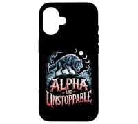 Alpha E Unstoppable Wolf Meme Fearless Sigma Werewolf Custodia per iPhone 16