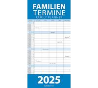 Alpha Edition - Agenda familiare blu 2025, 22 x 45 cm, con 5 colonne per appuntamenti, calendario settimanale, calendario delle vacanze