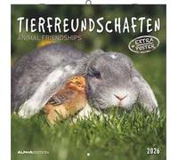 ALPHA EDITION - Calendario 2026 da muro, 12 mesi, 30x30 cm, Aniaml Friends