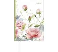Buchkalender Style Roses 2026 - Büro-Kalender A5 - Cheftimer - 1 Tag 1 Seite - 352 Seiten - Rose - Alpha Edition