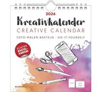 Alpha Edition - Calendario creativo S bianco 2026 - Calendario artigianale 16 × 17 cm con spazio per foto & personalizzato, sfondo bianco, utilizzabile anche come calendario da tavolo, ideale per