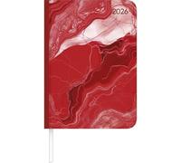Alpha Edition - Lady Journal Marble 2026 - Agenda tascabile A6 10,7 x 15,2 cm, 192 pagine, Habit-Tracker & Bucket List, elegante agenda per donne e viaggi, calendario in 4 lingue