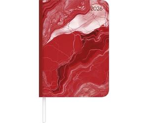 Alpha Edition - Lady Journal Marble 2026 - Agenda tascabile A6 10,7 x 15,2 cm, 192 pagine, Habit-Tracker & Bucket List, elegante agenda per donne e viaggi, calendario in 4 lingue