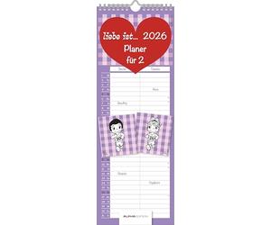 Alpha Edition - L'amore è... Planner per due 2026 - Calendario partner 15 × 42 cm con 2 colonne, illustrazioni dolci e ampi campi di scrittura, regalo perfetto per coppie, pianificazione comune