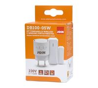 Alpha Elettronica DB100-05W Kit sensore porta e finestra wireless con campanello dotato di indicatore LED, formato ricevitore con spina + trasmettitore a batteria, resistente all'acqua IP44, bianco