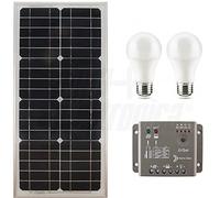 ALPHA ELETTRONICA Kit fotovoltaico 27W 12V con regolatore e lampade led Batteria non inclusa KIT27-SB