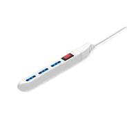 ALPHA ELETTRONICA Multipresa con 3 Prese bipasso 10/16A, Ciabatta elettrica con Interruttore e Alveoli protetti, Cavo 1,5 m, 2300W Max, Bianca e Blu